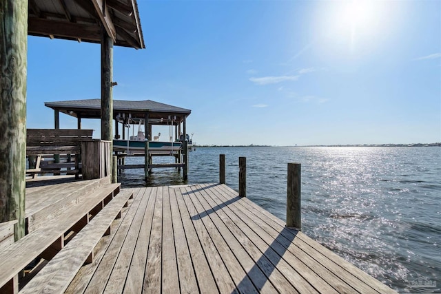 dock area featuring a water view