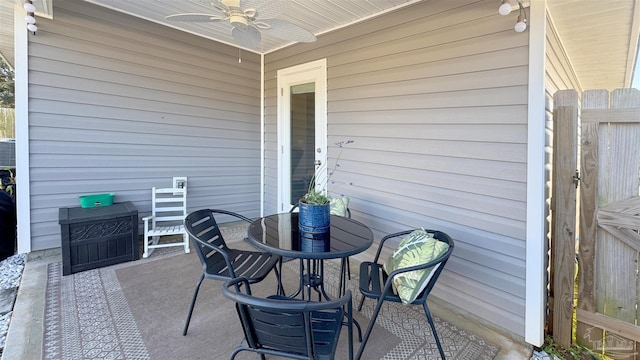 view of patio / terrace featuring outdoor dining space and ceiling fan