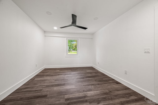 4732 Pine Ln, Pace, FL 32571 - empty room with ceiling fan, recessed lighting, and dark wood-style flooring