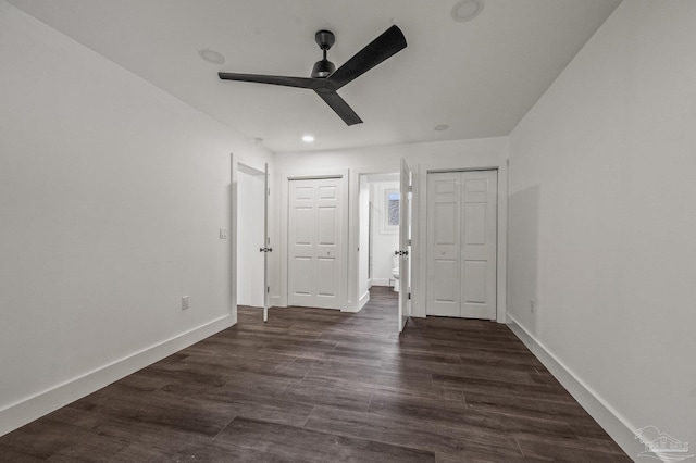 4732 Pine Ln, Pace, FL 32571 - spare room with ceiling fan, dark wood-style floors, and recessed lighting