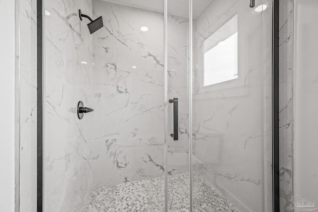 4732 Pine Ln, Pace, FL 32571 - bathroom featuring a marble finish shower