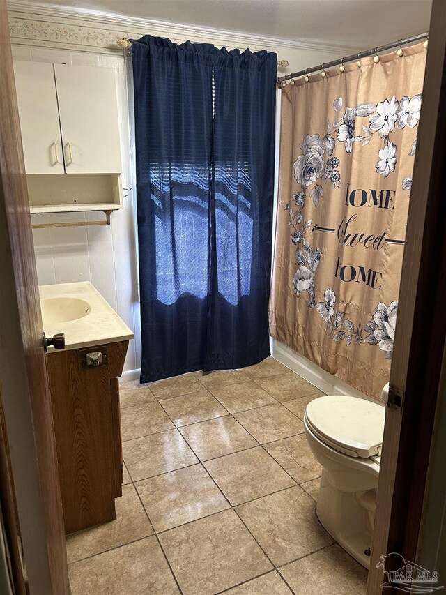 6232 Jalyn Rd, Pensacola, FL 32503 - full bath with toilet, shower / bath combination with curtain, tile patterned flooring, and vanity