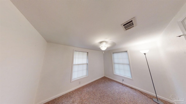 spare room featuring light carpet