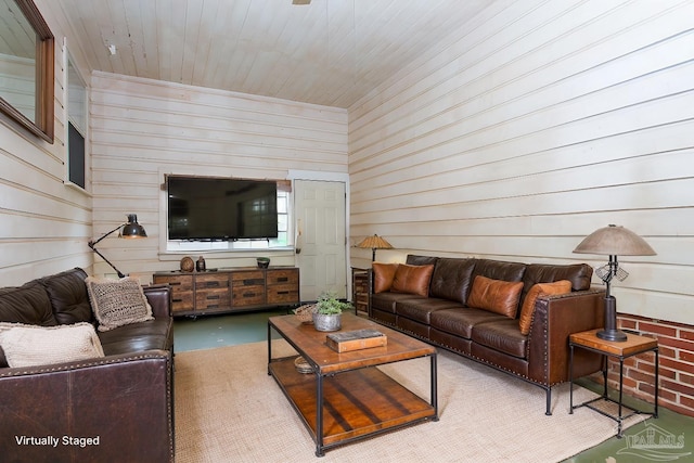 living room with finished concrete flooring