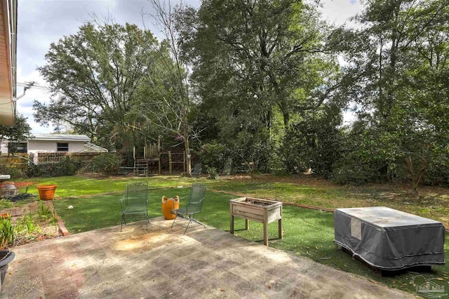 view of yard featuring a patio