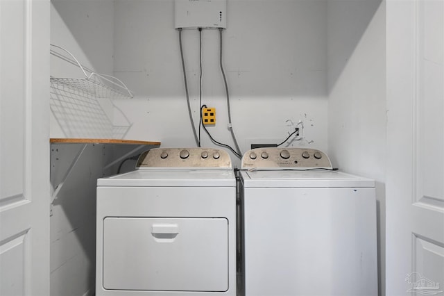 laundry room with washing machine and dryer and laundry area