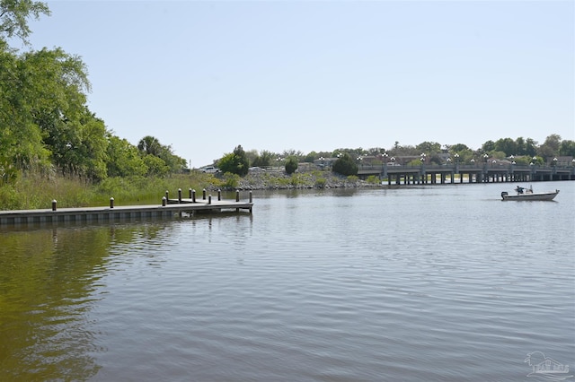property view of water featuring a dock