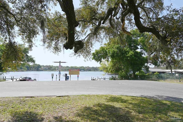 exterior space featuring a boat dock
