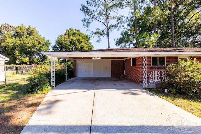 view of front of home with a carport