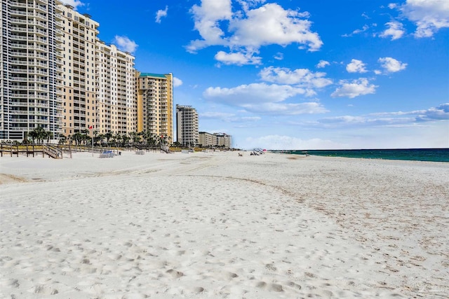 property view of water with a beach view