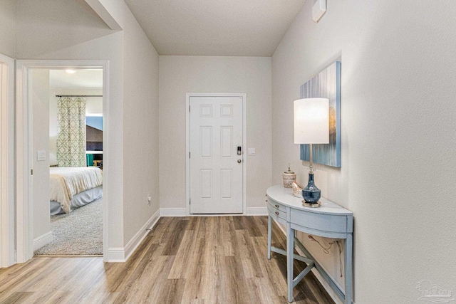 entryway with hardwood / wood-style floors