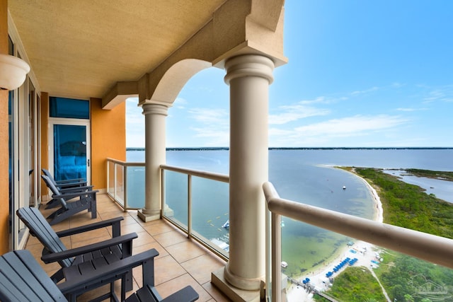 balcony with a water view