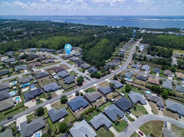 2255 Reed Ridge Ct, Navarre, FL 32566 - drone / aerial view featuring a water view and a residential view