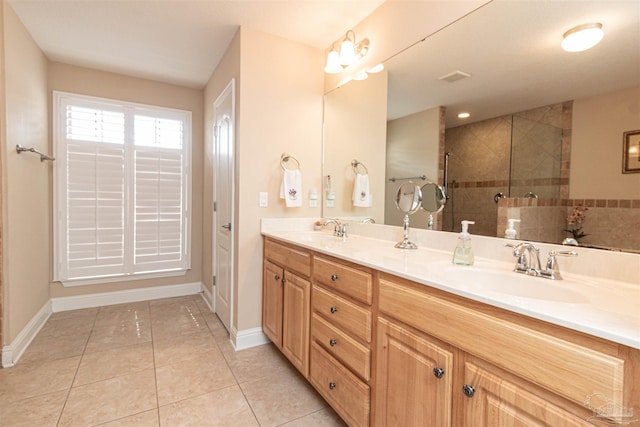 2255 Reed Ridge Ct, Navarre, FL 32566 - full bath with a sink, double vanity, walk in shower, and baseboards