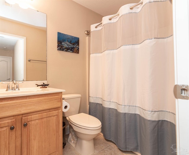 2255 Reed Ridge Ct, Navarre, FL 32566 - full bathroom featuring toilet, tile patterned flooring, vanity, and a shower with curtain