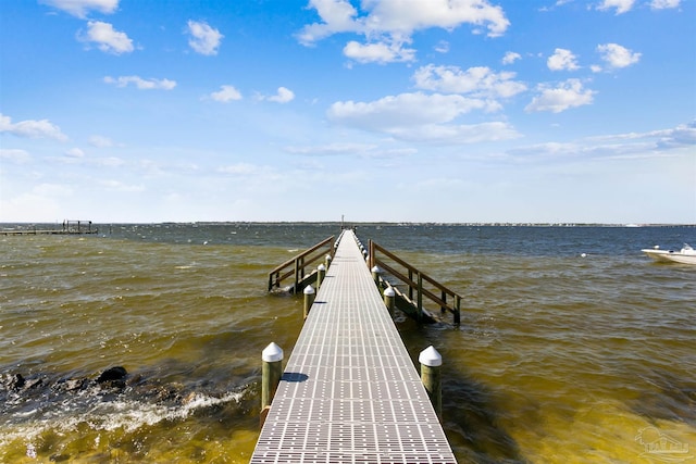 dock area featuring a water view