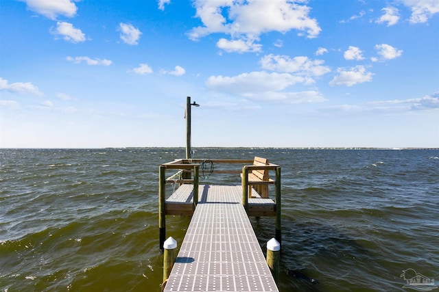 dock area featuring a water view