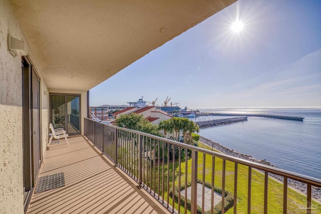 balcony with a water view