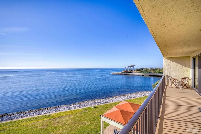 property view of water featuring a view of the beach