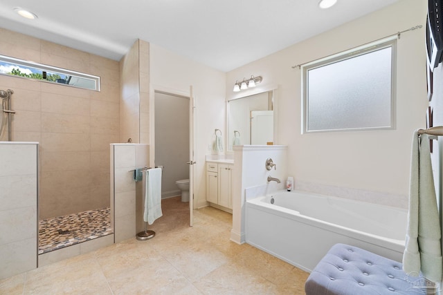 4951 Red Oak Dr, Milton, FL 32583 - full bath featuring walk in shower, vanity, toilet, recessed lighting, and a bath