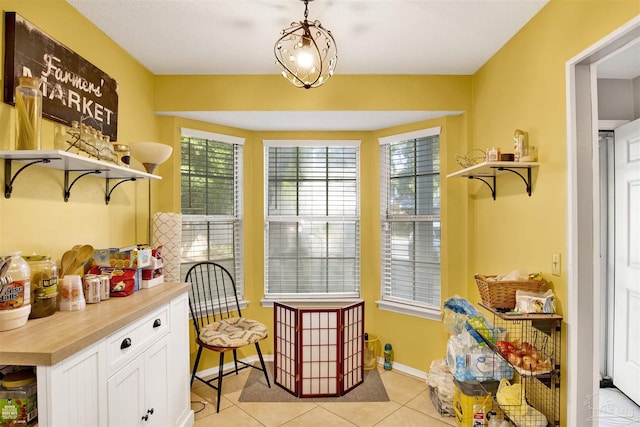 interior space with light tile patterned floors