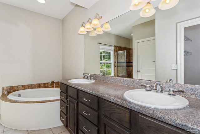 6814 Cedar Lake Dr, Pensacola, FL 32526 - full bath featuring double vanity, a sink, a shower stall, and tile patterned floors