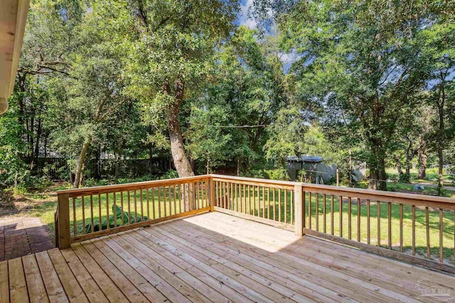 6814 Cedar Lake Dr, Pensacola, FL 32526 - wooden terrace featuring a yard