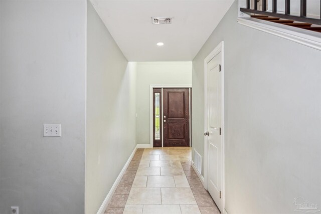 6814 Cedar Lake Dr, Pensacola, FL 32526 - doorway to outside featuring light tile patterned floors, recessed lighting, visible vents, and baseboards
