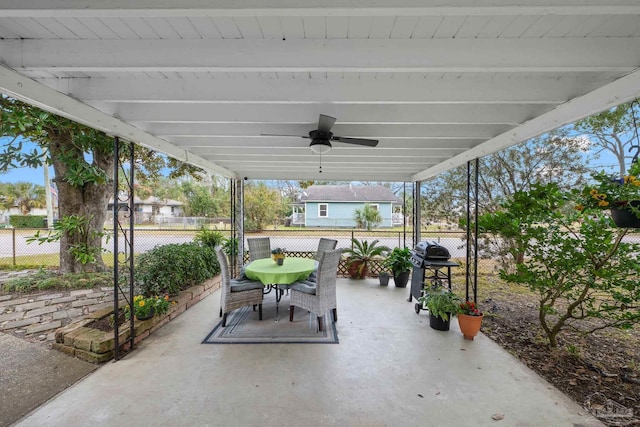 view of patio / terrace featuring grilling area and ceiling fan