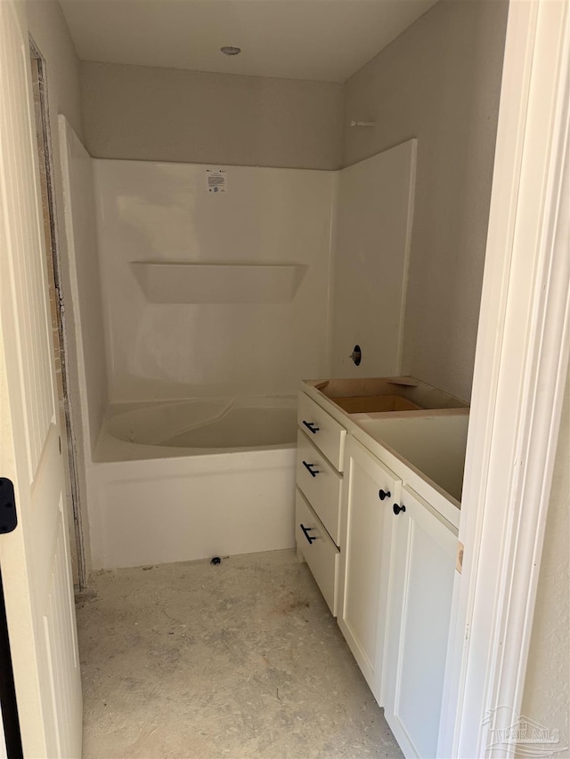 full bathroom featuring vanity and  shower combination