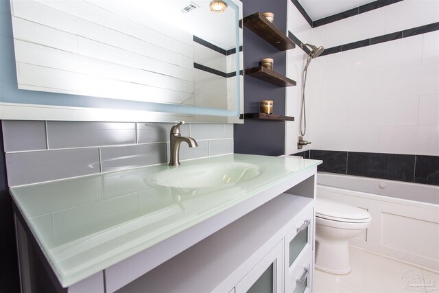 7402 Viewcrest Dr, Pensacola, FL 32504 - bathroom with vanity, toilet, and shower / bath combination