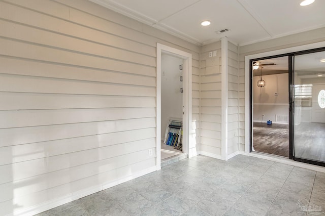 empty room with recessed lighting and visible vents