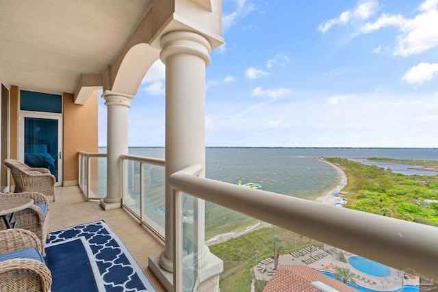 balcony with a water view