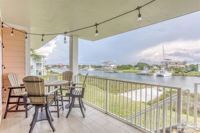 balcony with a water view