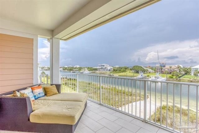 balcony with a water view