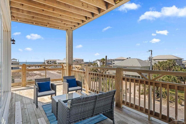 800 Via Deluna Dr, Pensacola Beach, FL 32561 - wooden terrace featuring an outdoor living space
