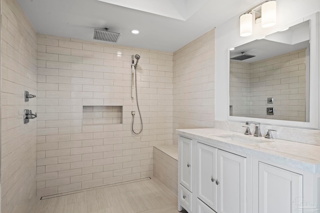 800 Via Deluna Dr, Pensacola Beach, FL 32561 - bathroom featuring vanity and a tile shower