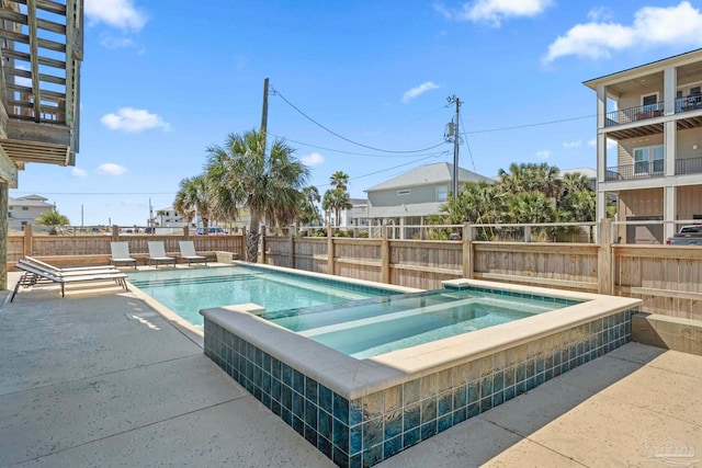 800 Via Deluna Dr, Pensacola Beach, FL 32561 - view of pool with a fenced in pool, an in ground hot tub, a patio, and fence