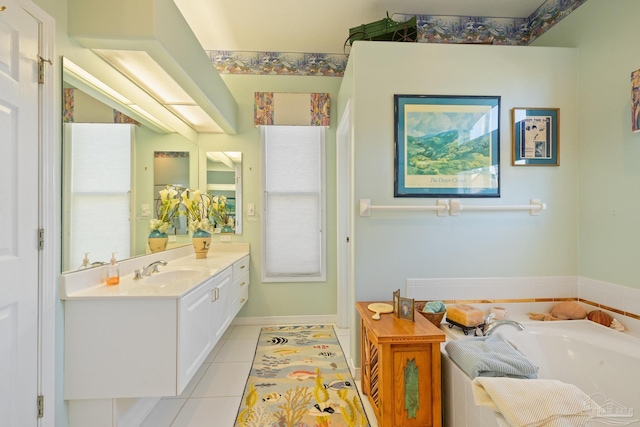 bathroom featuring tile patterned flooring and vanity