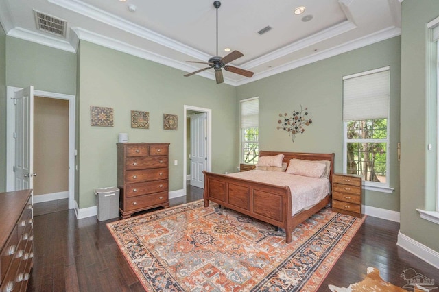 337 Grande Oaks Blvd, Cantonment, FL 32533 - bedroom featuring ornamental molding, wood finished floors, baseboards, a raised ceiling, and recessed lighting