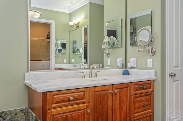 337 Grande Oaks Blvd, Cantonment, FL 32533 - bathroom featuring vanity, crown molding, and a walk in closet