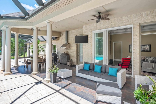 337 Grande Oaks Blvd, Cantonment, FL 32533 - view of patio featuring ceiling fan, an outdoor living space, and outdoor dining area