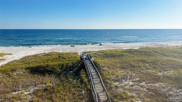 property view of water with a beach view