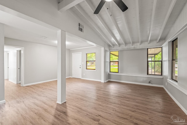 4905 State St, Pensacola, FL 32506 - unfurnished living room featuring ceiling fan, wood finished floors, and baseboards