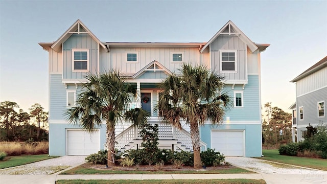 beach home featuring a garage