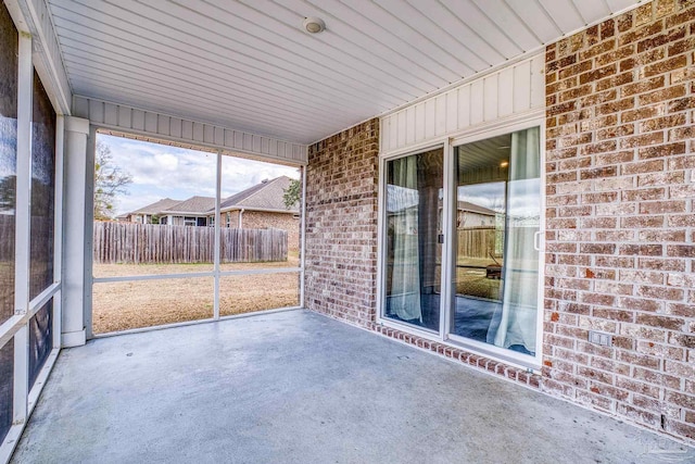 view of unfurnished sunroom