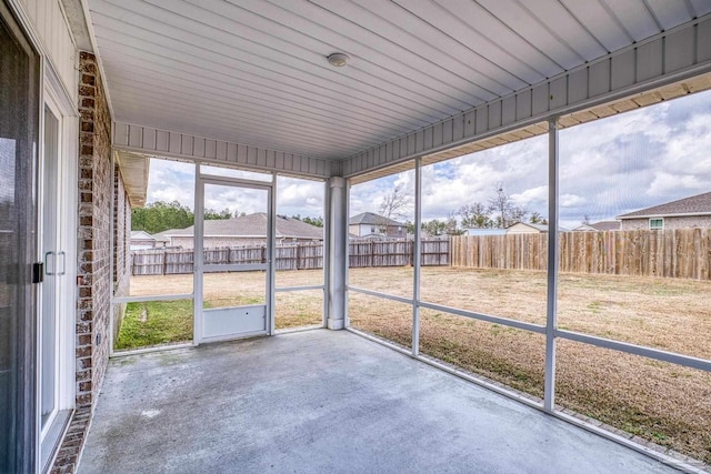 view of unfurnished sunroom