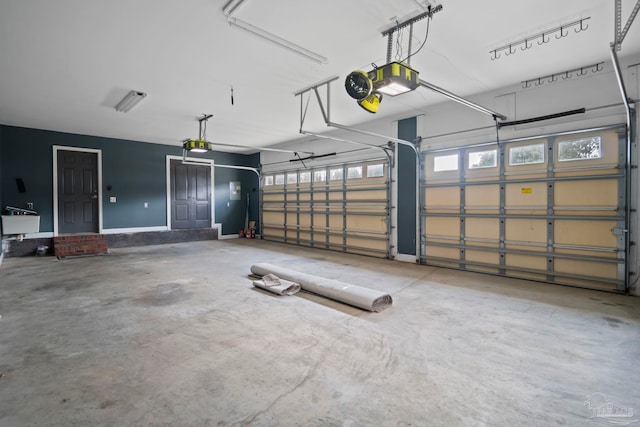 garage with a garage door opener