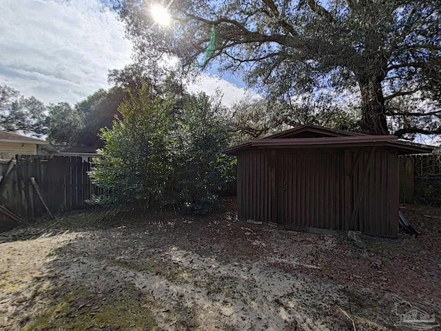 exterior space with a storage unit