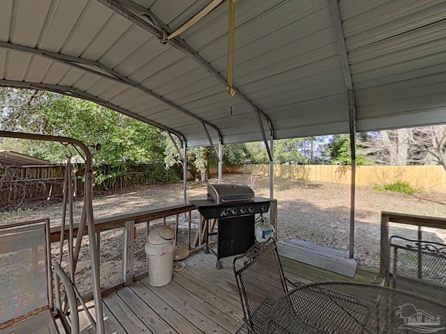 wooden deck with area for grilling